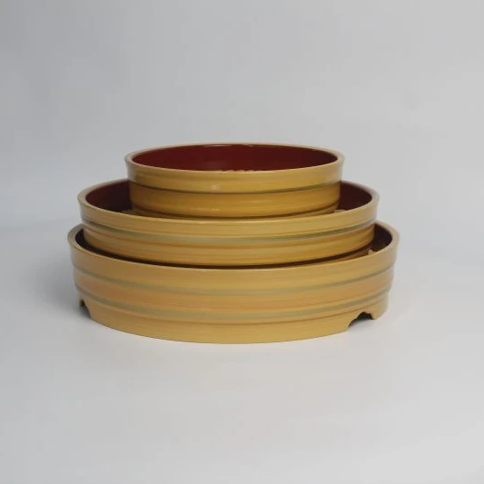 Wooden Design ABS Material Fruit Tray Japanese Sushi Rice Bowl Sushi Oke Rice Mixing Tub Serving Tray