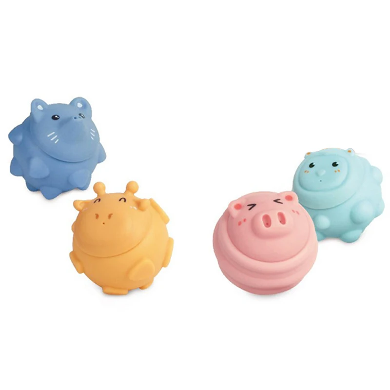 High quality toddler cartoon 4PCS water animal texture soft rubber balls toy baby tactile perception silicone ball juguetes