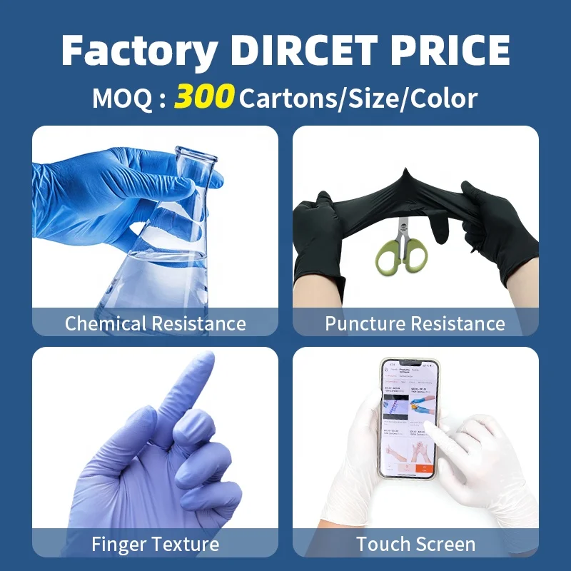 100 PCS Box Nitrile Examination Gloves Dental Hand Gloves Anti-slip White Disposable Powder Free Nitrile Gloves for Medical use