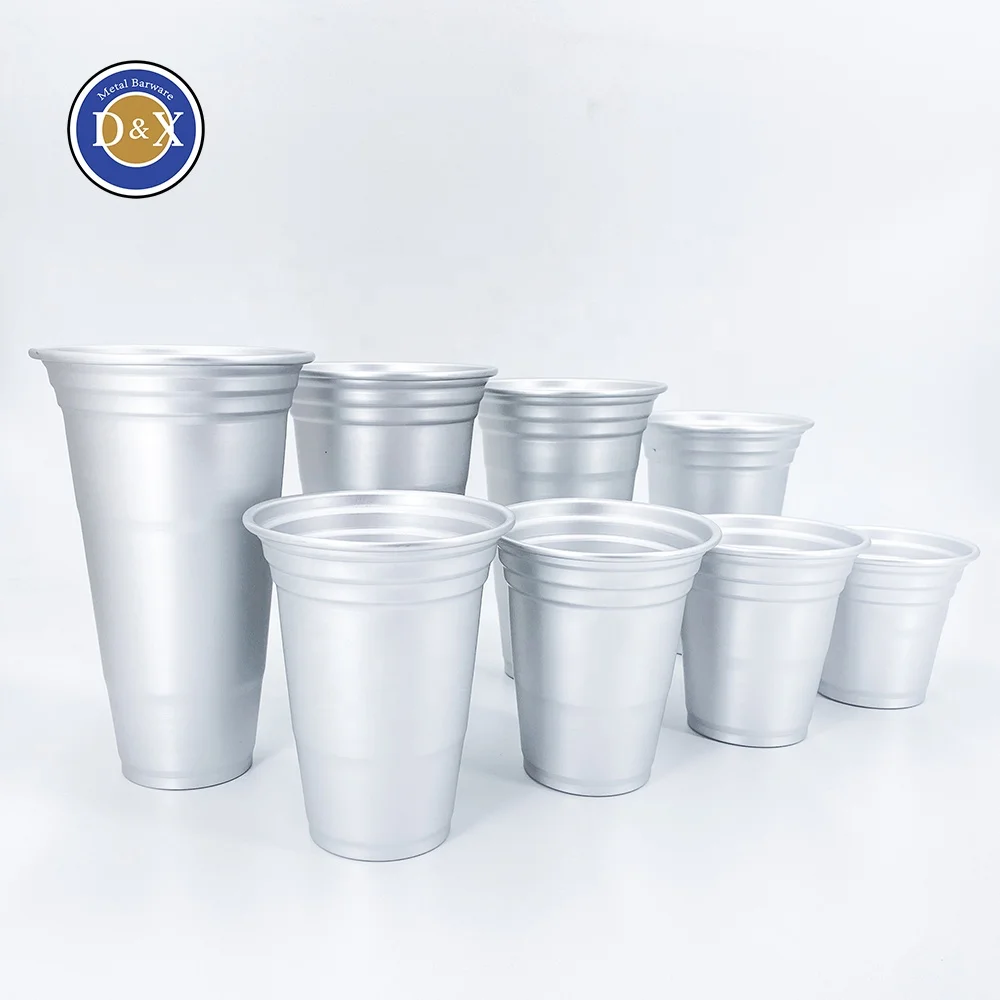 Custom Colored Party Cup Promotional Disposable Aluminum Drinking Cup Beer Metal Tumbler Reusable Aluminum Cup