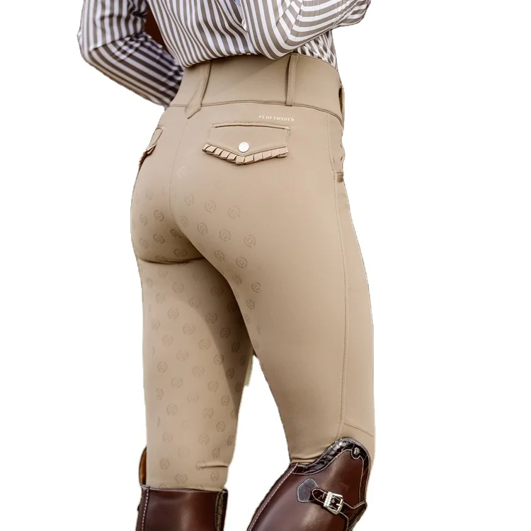 Женские брюки для верховой езды с высокой талией и силиконовым принтом