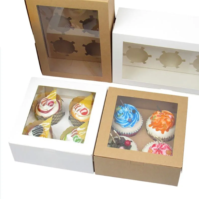 Custom Biodegradable Easy to Fold Cupcake Donut Macaron Food Paper Packaging Container Fruit Cake Dessert Gift Box