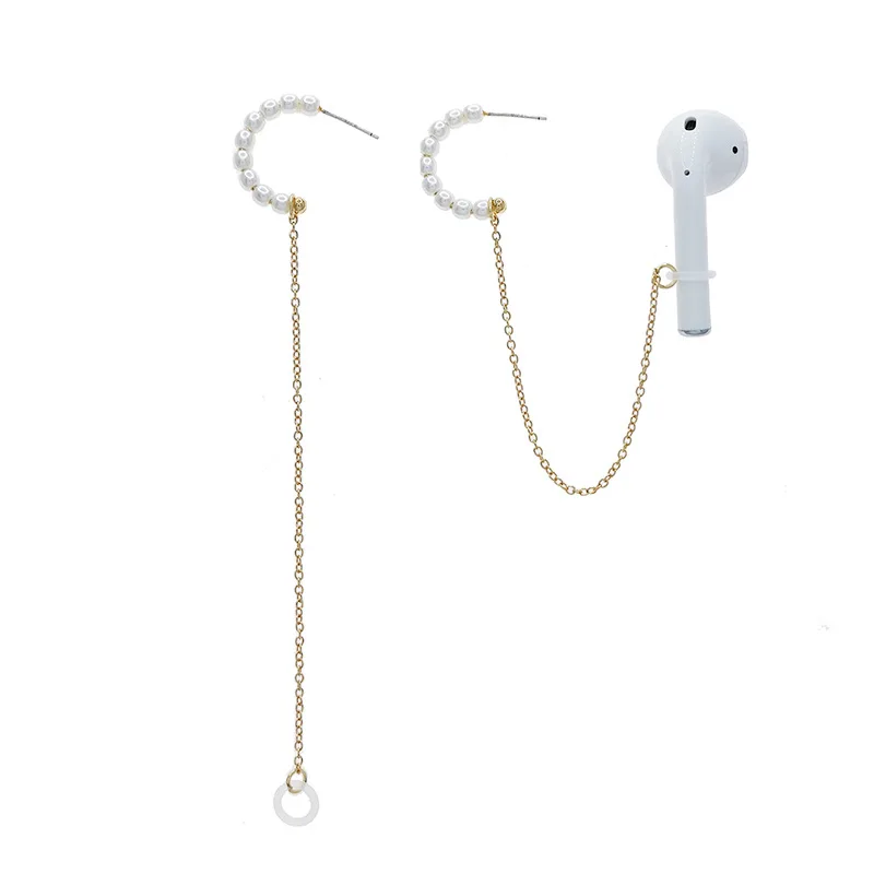 
Korean Meteor C Type Pearl 925 Needle Headset Anti Loss Earphone Earrings 