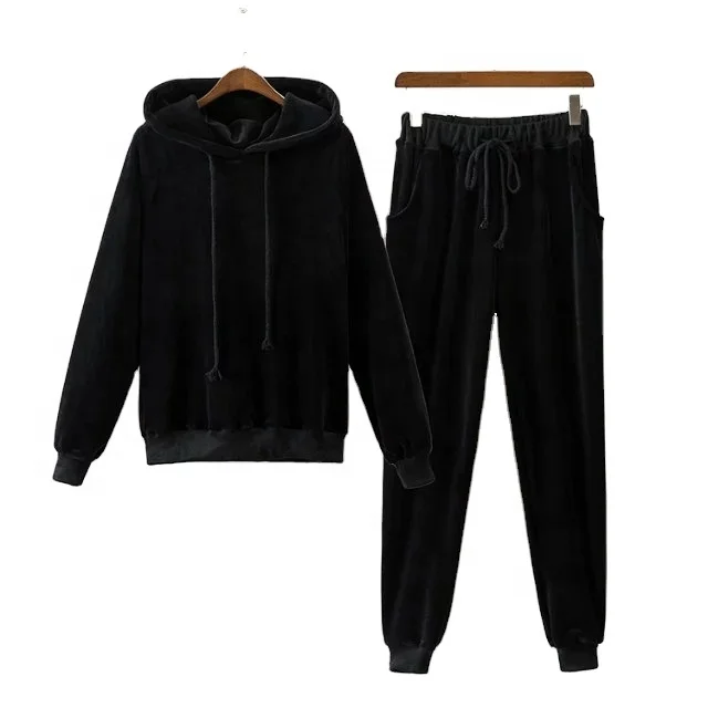 Custom brand quality breathable cotton plain girls velour tracksuits wholesale tracksuit women