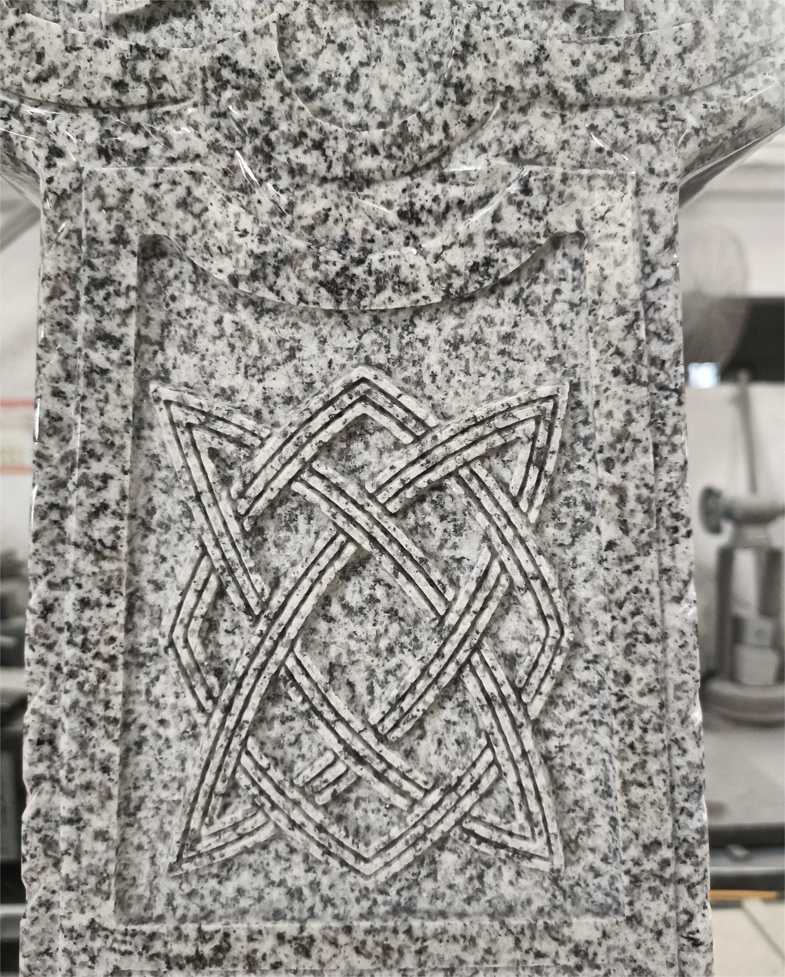 Carved Celtic Cross Monument Ireland Style Grey White Granite Tombstone