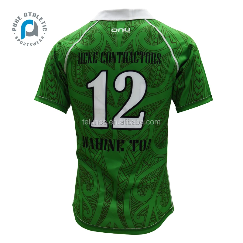 PURE Sublimation Printing Green Reversible  Wholesale Compression Polyester Custom Pro-fit Rugby League Jerseys Mens Youth