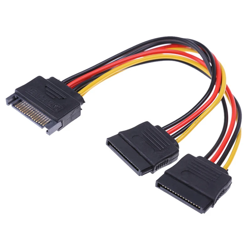 
15 Pin SATA Male To 2 Female Powr Extension Cable 20cm PCI-E SATA Power Supply Cable for BTC Miner Mining 