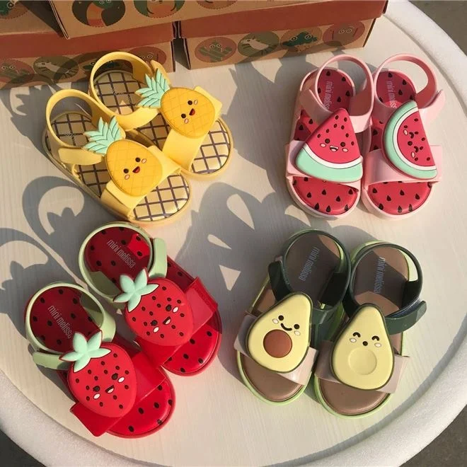  Новинка 2021 детские сандалии Melissa с фруктами мягкая подошва туфли-желе открытым носком для мальчиков и девочек детская пляжная