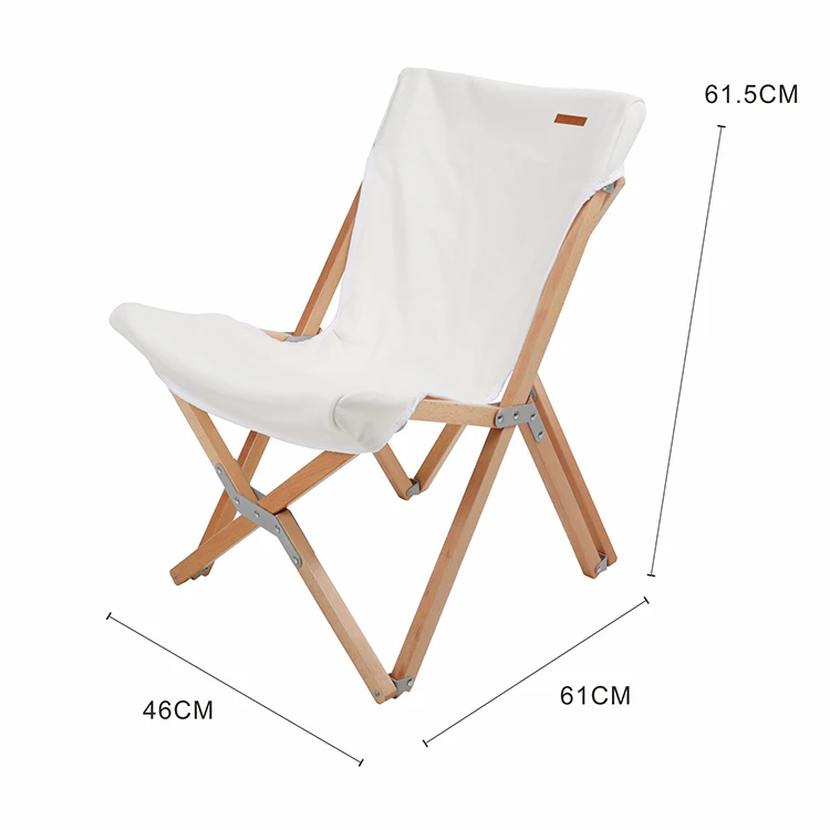 
2020 HOMFUL White Beech Chair Foldable Outdoor Camping Folding Wood Beach Chair 