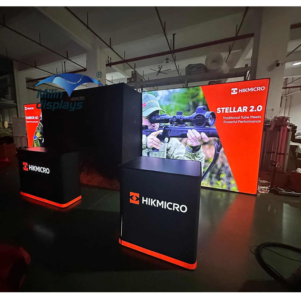Portable Aluminum Frame Display Counter Advertising LED Light Box Tension Fabric Trade Show Displays Stand