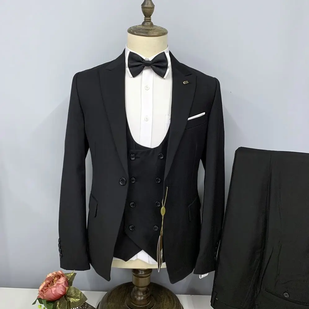 Wholesale Wine Red Casual Oversized Blazer Hombre Formal Three 3 Piece Suits Set For Men In Pakistan