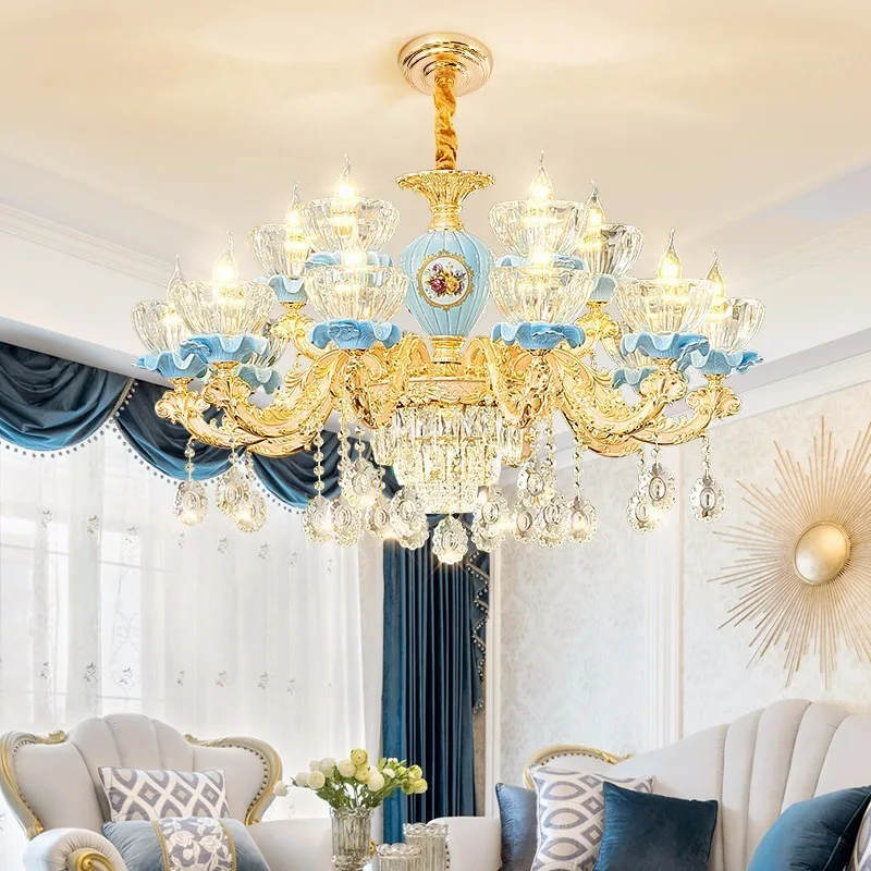 European vintage hotel pendant lighting led art classic dining modern flower crystal chandelier parts