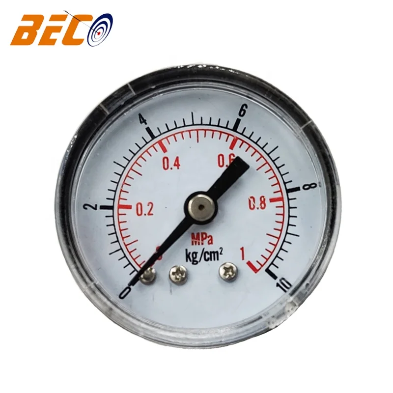 Beco Plastic Lens pressure gauge 10Bar KL.1.6 Water Filter Pressure Gauge low price plastic case 1Mpa pressure gauge