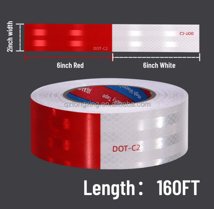 Safety red and white DOT-C2 high visibility reflective tape for truck and road
