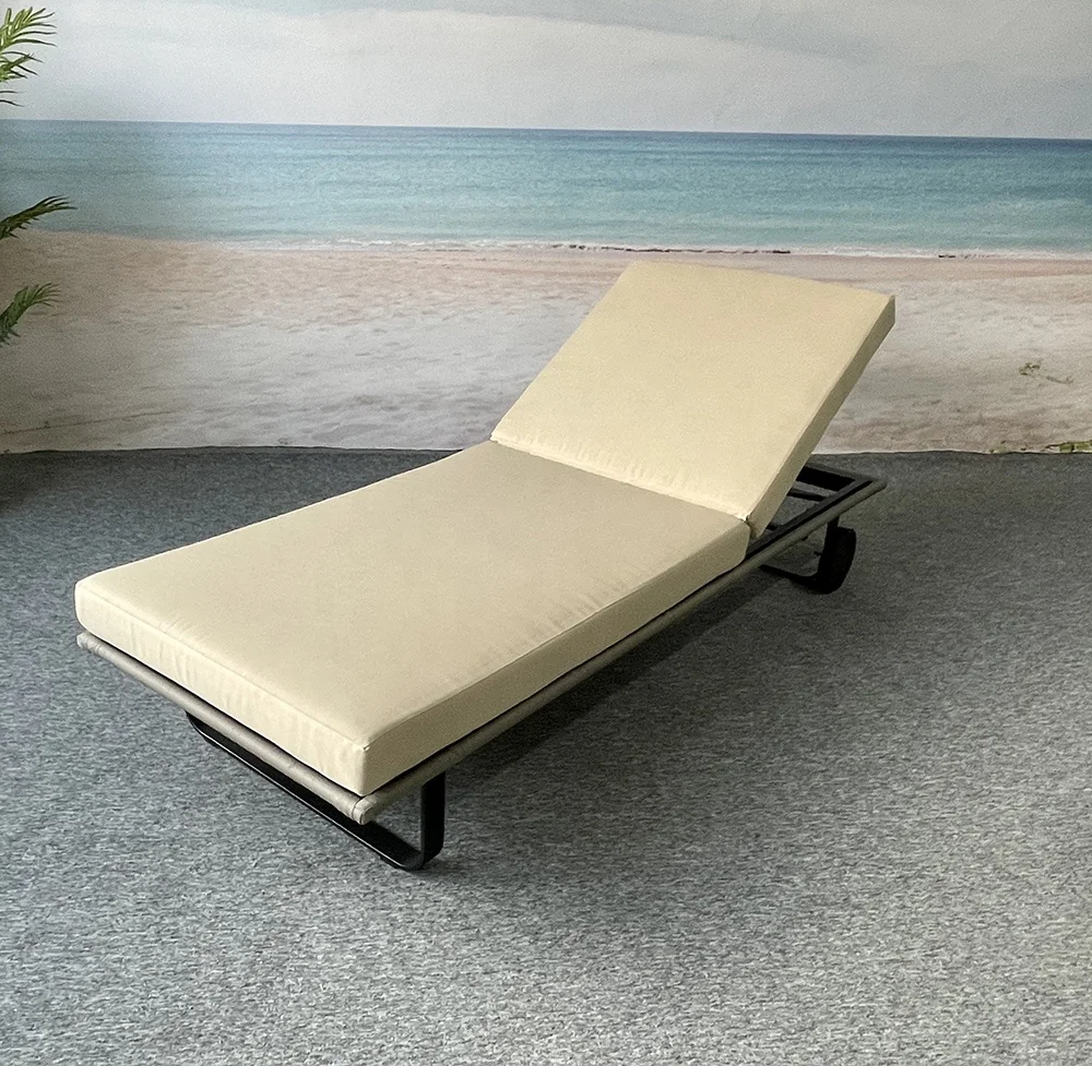 hotel outdoor furniture beach sunbed outdoor poolside lounge chair Aluminium chaise Rope patio sun lounger