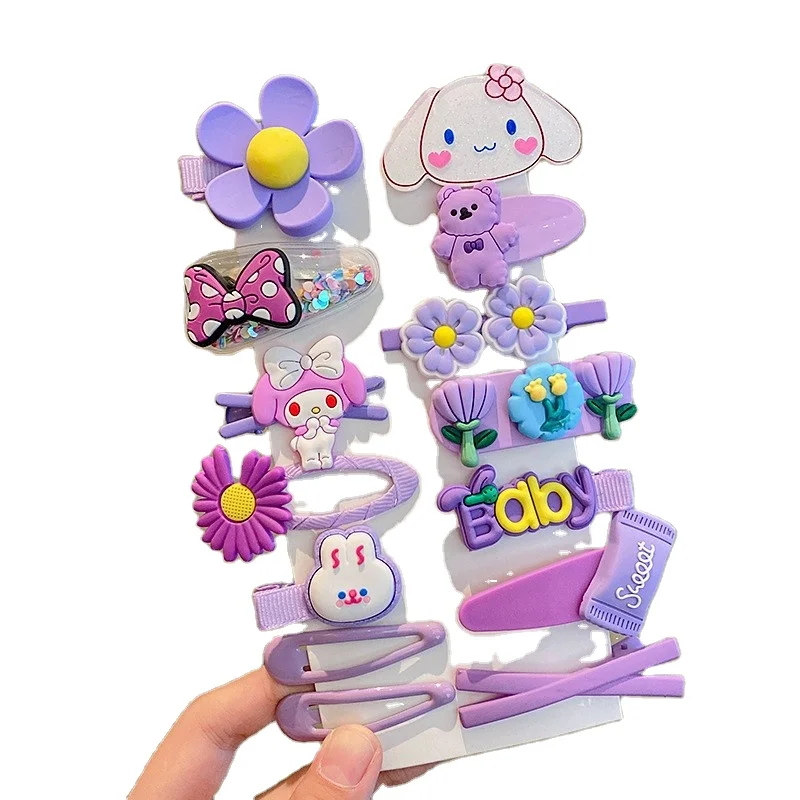 Sanrioed accessory wholesale My Melody Kuromi Girls Hair Clip hair Band Wrapped Side Clip Pink Cartoon Kid Hair Accessories