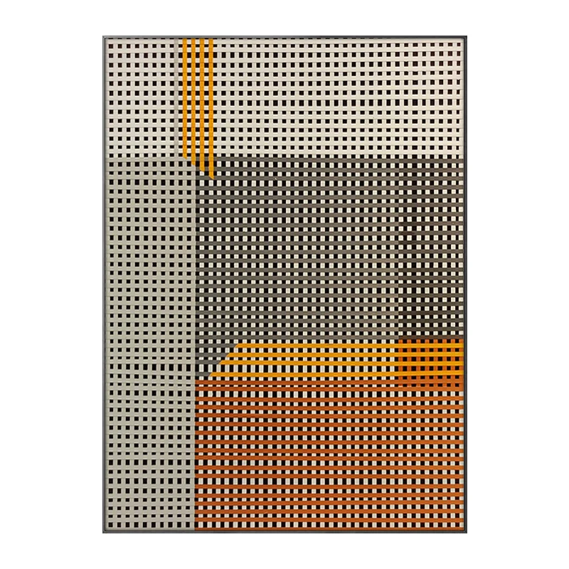 Modern Light Luxury Gray Plaid Abstract Pure Hand-painted Leather Oil Painting