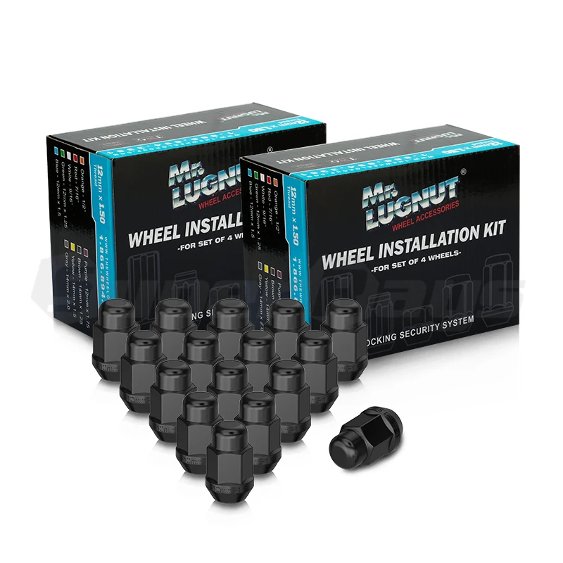 MR LUG NUT 19mmHEX CONE SEAT BLACK FINISH Wheel Lug Nut with H/T steel seal on the  excircle