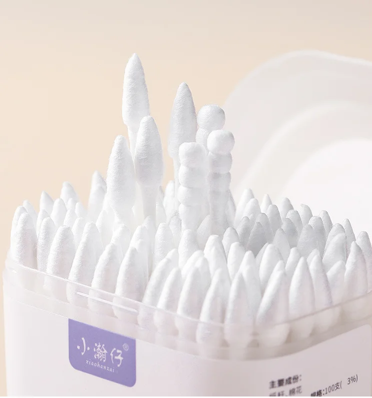 100 frosted boxes, paper reels, colorful makeup cotton swabs, double-headed cleaning and ear-scraping.