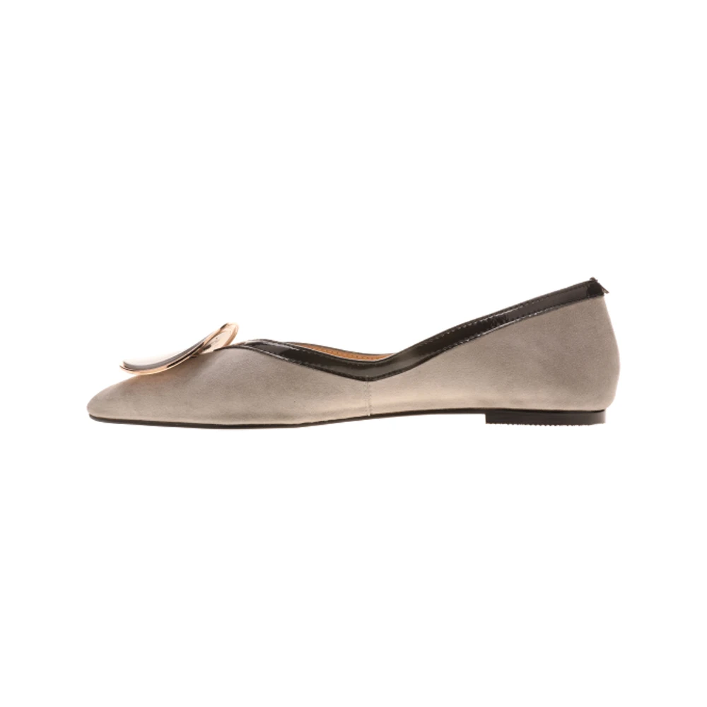 Elegant suede upper ballerina genuine leather women flat pump shoes