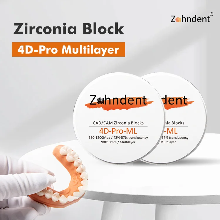Hot Sale 98mm Dental Consumable Materials Full ceramics Multilayer Zirconia Blanks  4d pro ml
