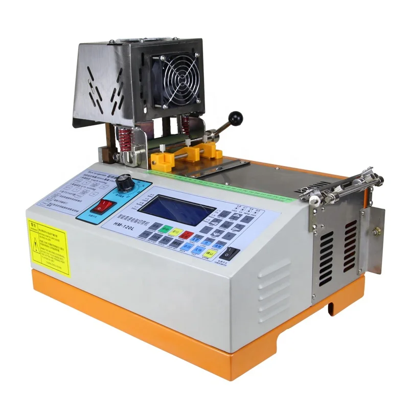 Automatic bevel angle strap Polyester hot blade webbing Satin Ribbon Label Cutter Cutting Machine