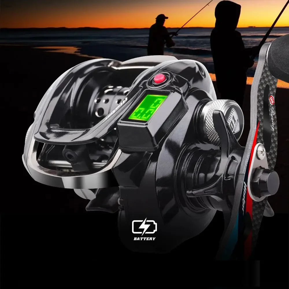 Digital LED BaitCasting 8kg Drag 9+1BB Bait Casting Fishing Reel Water Depth Vertical Measurement Electric Reel Fishing