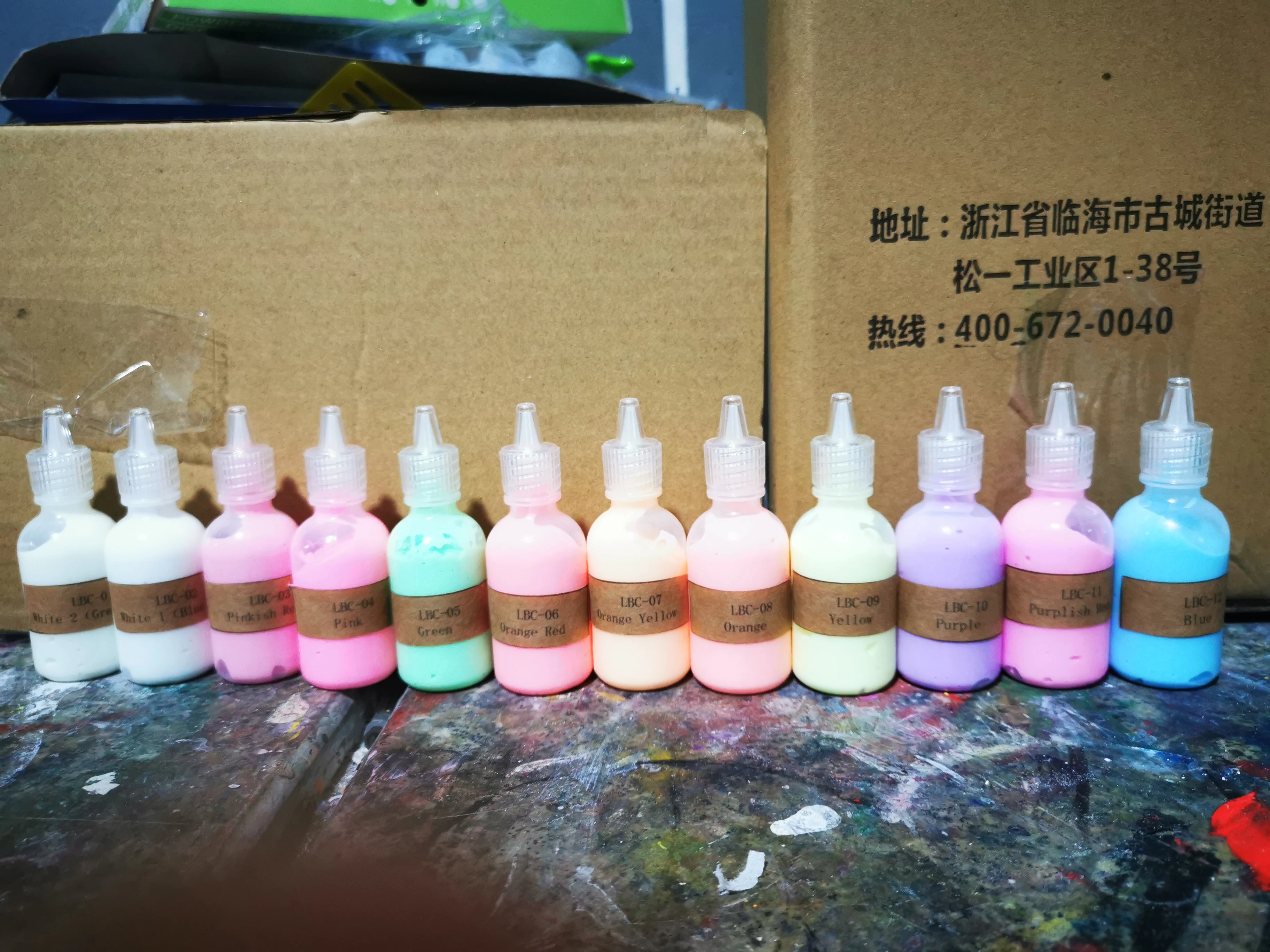 luminous powder /glow in the dark paint 12 colors 30 ml  a set can be customized package