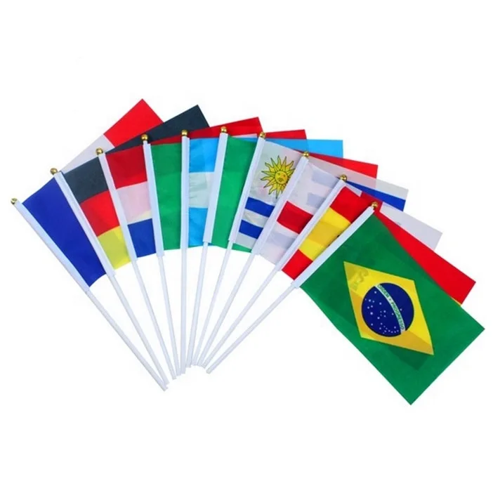 Double Sides Printed 14x21cm Hand Waving Paper Flags High Quality Cheap Custom Size Hand Held National Flag
