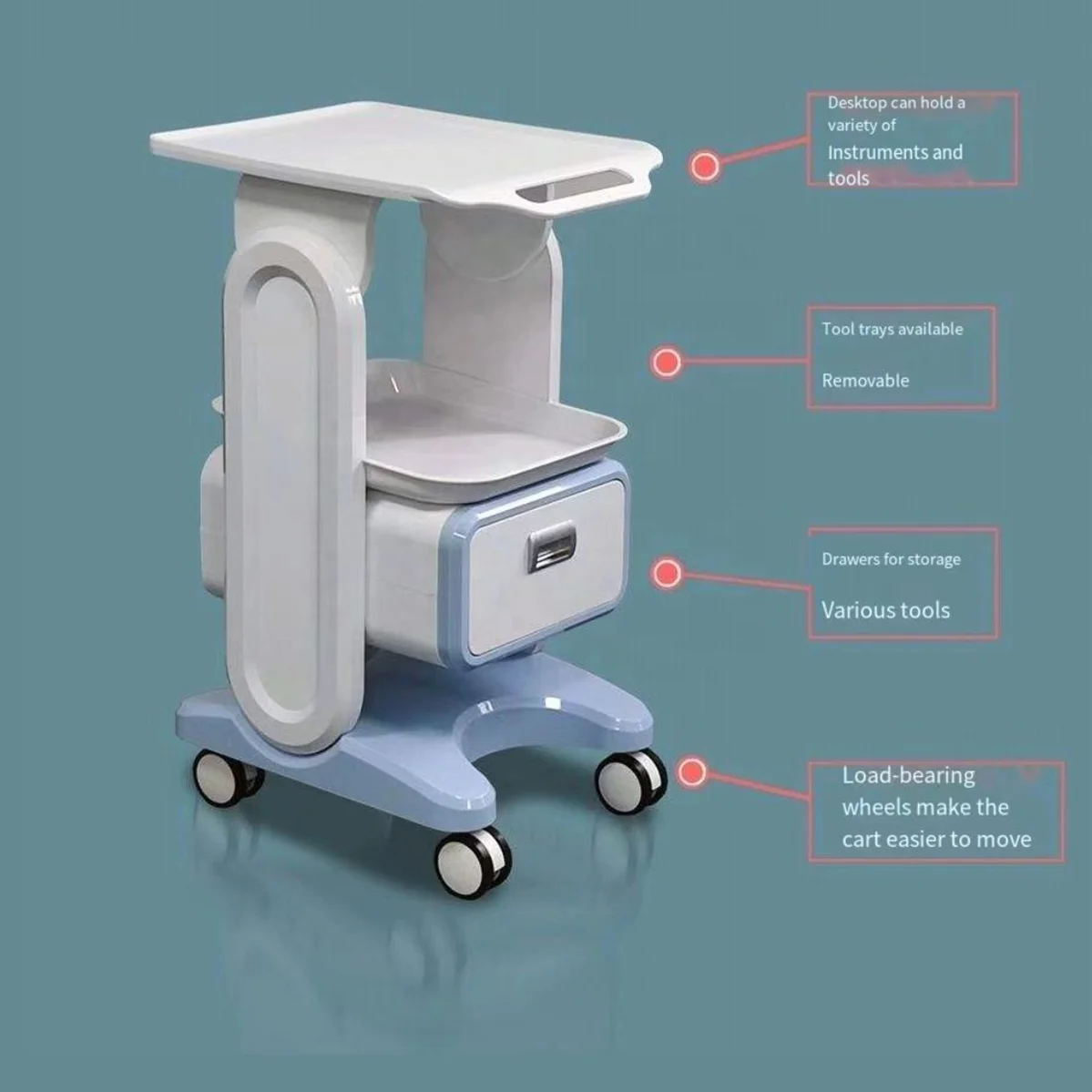 2023 TF Hospital Top Quality White Beauty Cart Manicure Pedicure Trolley Salon Furniture trolley carts