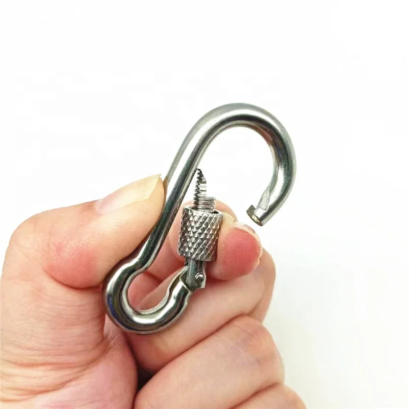6mm Stainless Steel 304 Snap Spring Hooks Carabiner With Screw Lock