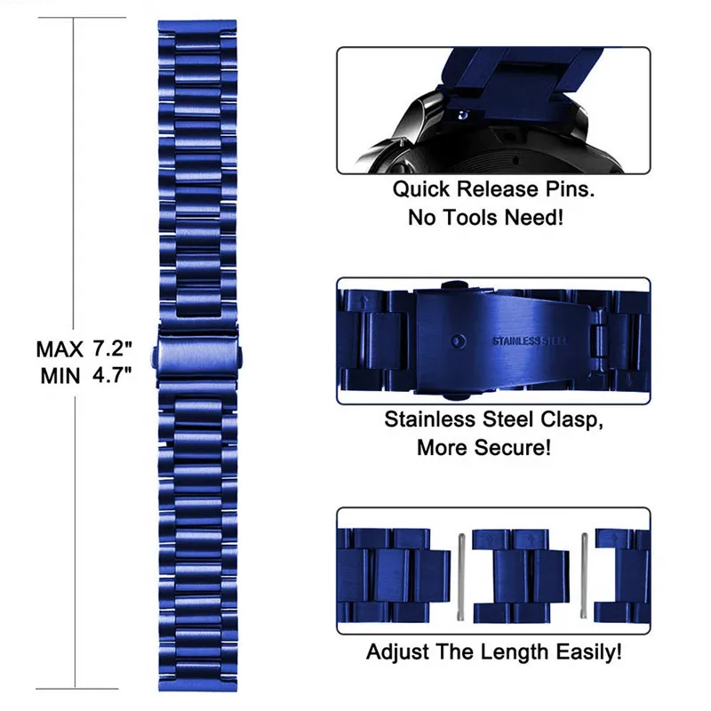 For Samsung Gear S3 Band 22mm Solid Stainless Steel Metal Business Strap for Samsung Gear S3 Frontier/Classic/Galaxy Watch 46mm