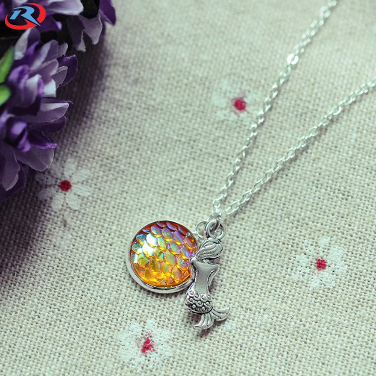 wholesale  mermaid  series  metal  gemstone   pendant