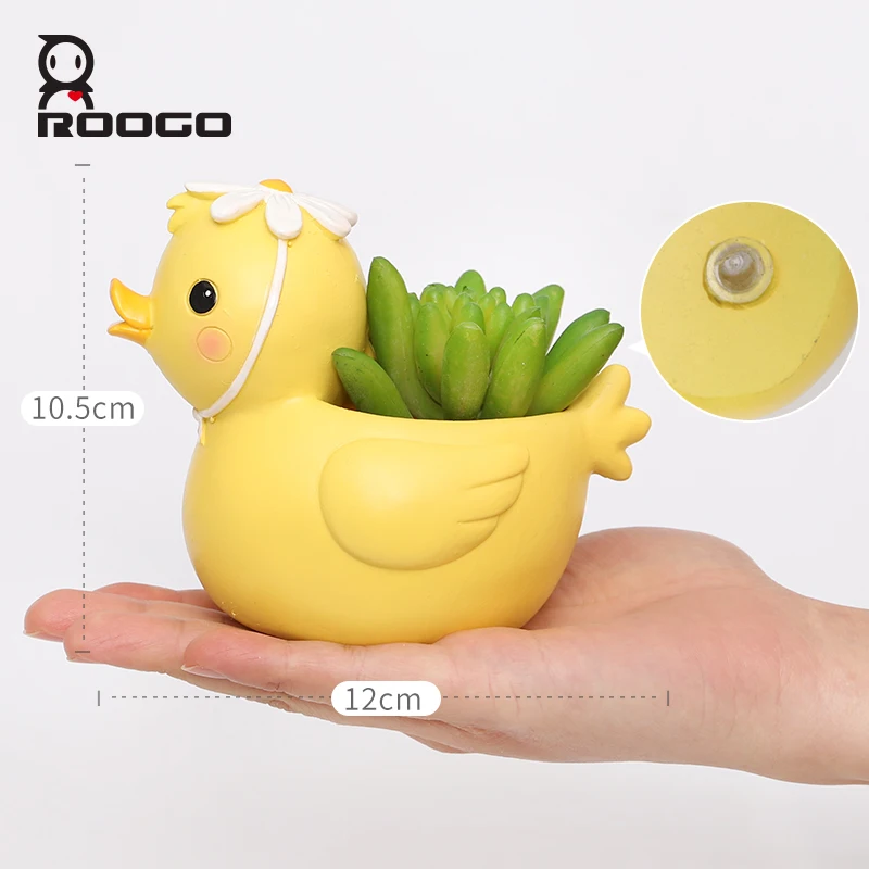 Roogo flower and plant bonsai the lazy time lovely animal polyresin desktop decor flower pots