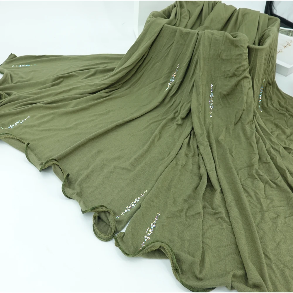 Hotest Fancy new customize Jersey hijab fashion hijabs scarfs muslim head scarf with zigzag stone