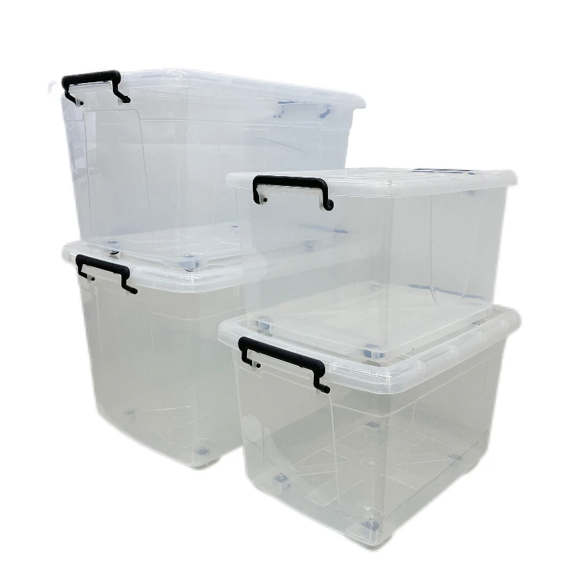 Large capacity, large size, transparent classic family dormitory plastic storage box, multi-functional storage trash bin