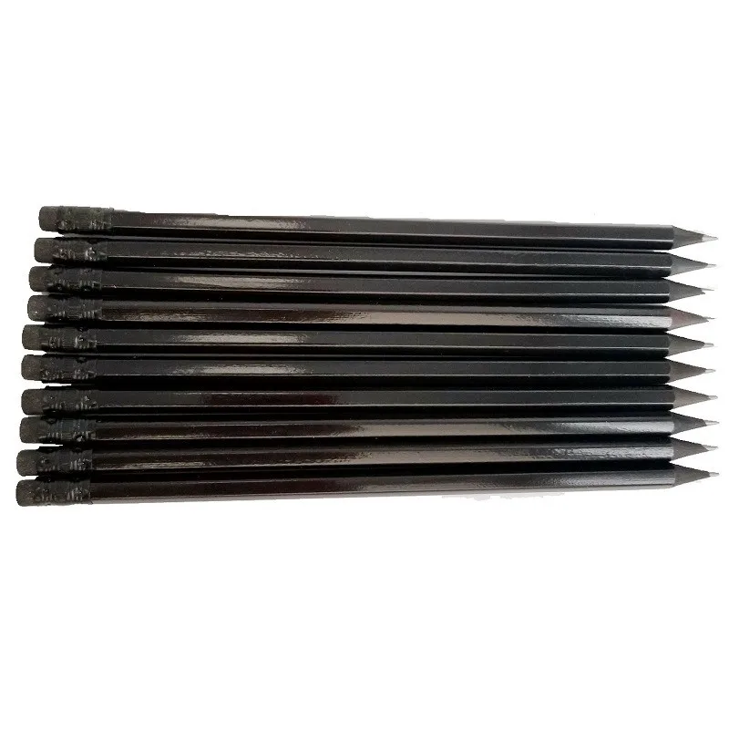 Advertising Gift Pensils Customized Logo Printed 7 Inch HB Lead Black Basswood Pencil With Eraser