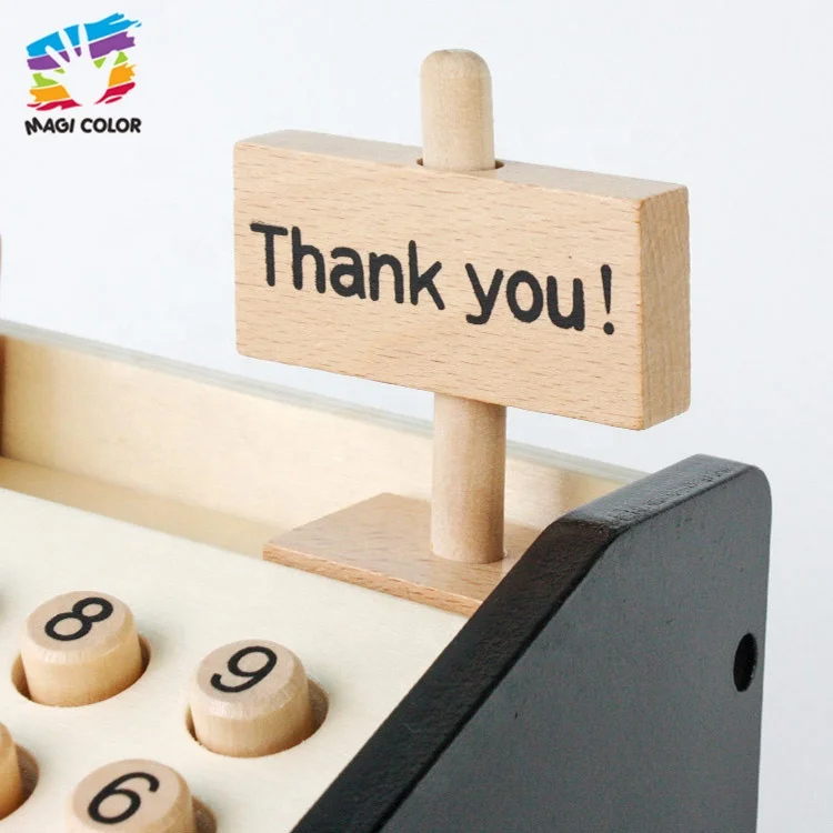 Ready To Ship kids wooden toy cash register for pretend play W10A066