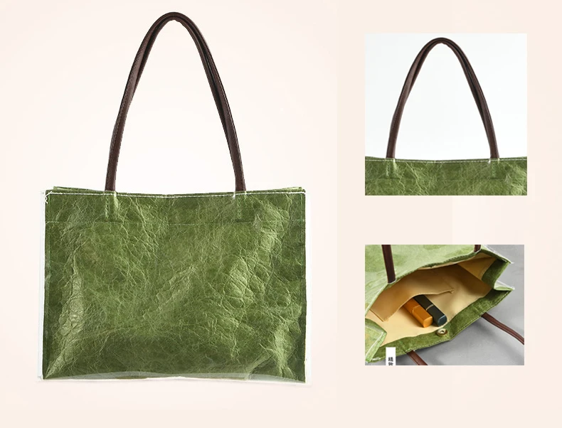 Simple eco-friendly Dupont paper tote waterproof shoulder bag large capacity Tyvek shopping tote bag