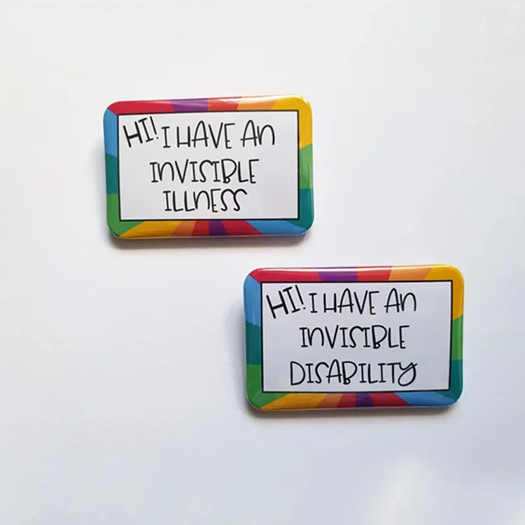 Custom Metal Heart Shape Chronic Illness Promotional Pin Button Badge