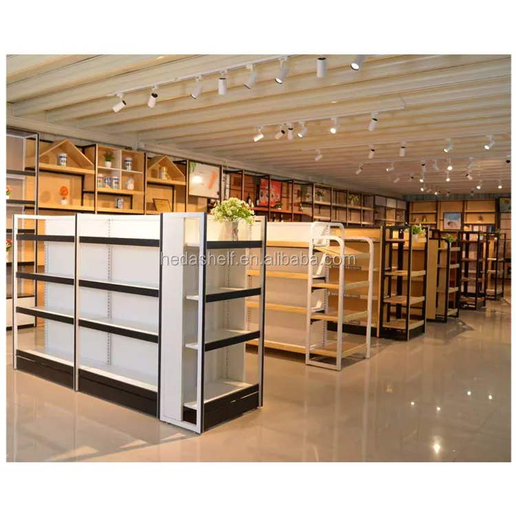 Modern factory price store shelving display racks rustic wooden shelves Storage Shelf for supermarket