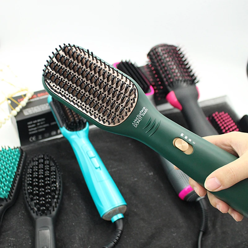 Custom Smoothing Hot Air Hair Dryer Brush Blow Dryer Hair Straightening One Step Hair Blower Electric Comb Straightener