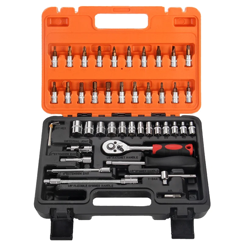 53pcs Auto Repair and Vehicle Repair Set Universal Impact Socket Wrench Ratchet Socket Combination Tool Box