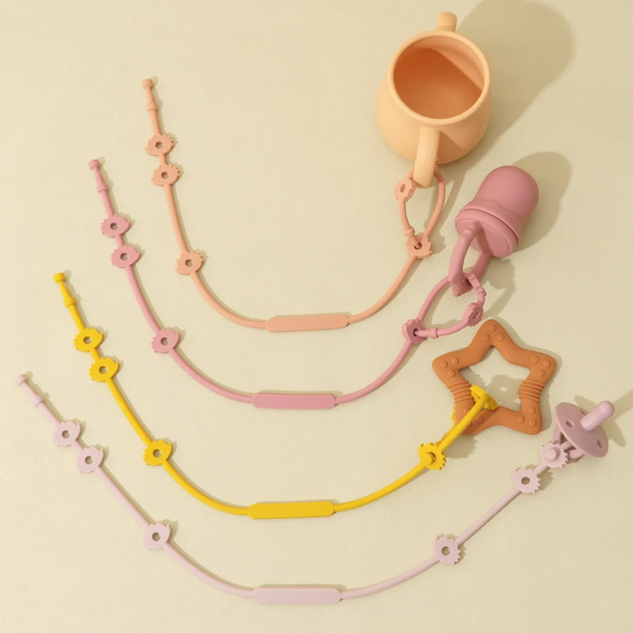 Custom Wholesale BPA Free Baby Silicone teething ring Anti-loss Pacifier Chain Bear Shaped Silicone Baby Teether Holder toy