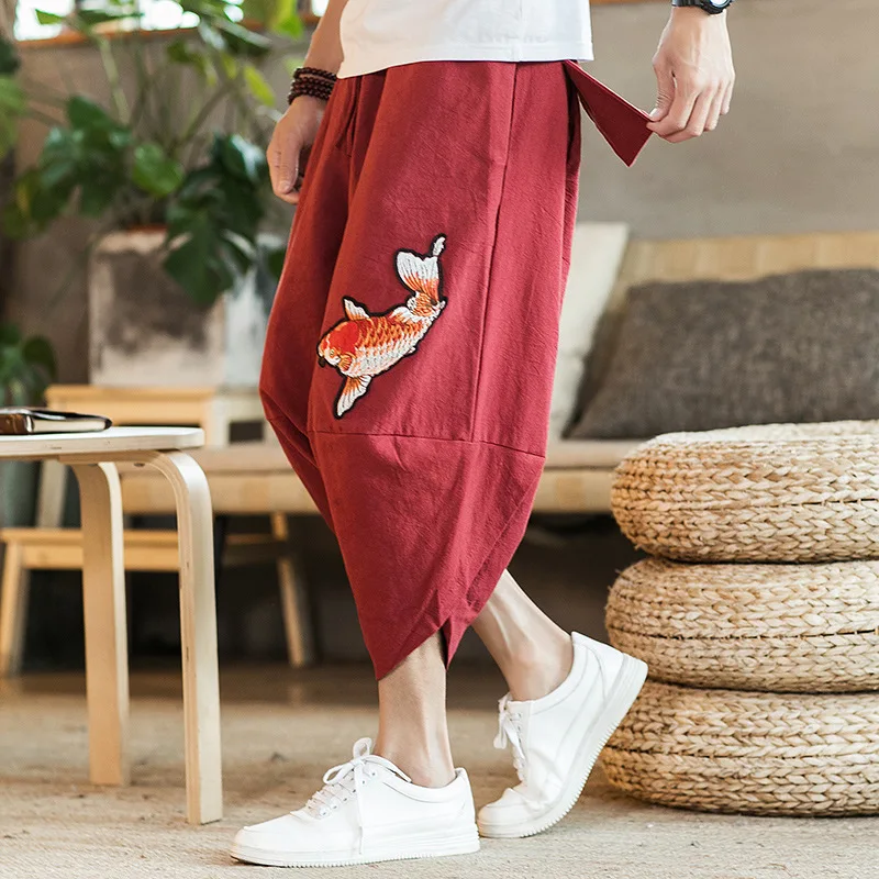 Loose Mens Cargo Pants Pocket New Fashion Style  Wholesale Hip-Hop Sports Jogger Pants Sweatpants linen pants