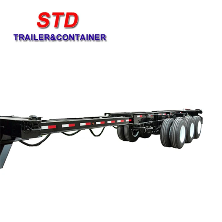 3 Axles Spread Skeleton Container Semi Trailer With Twist Lock