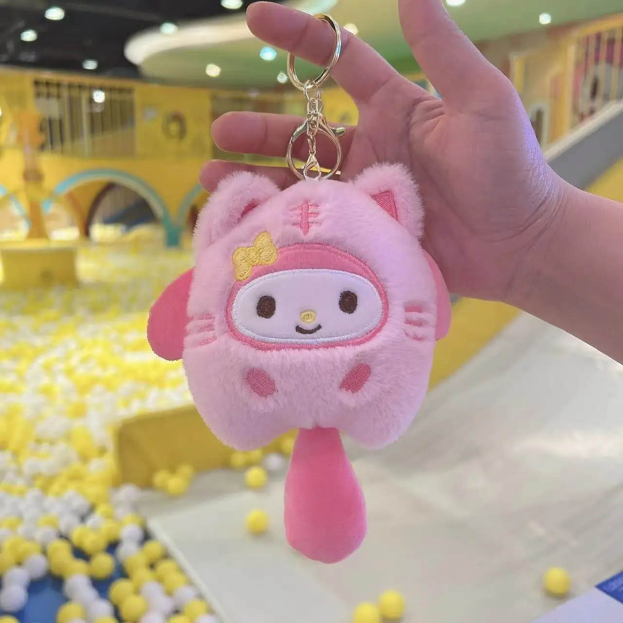 High Quality Cartoon HK KT Cat Kitty Cinnamonroll Kuromi Melody  Keychain Plush Keyring Anime Bag Accessories Bag Ornament