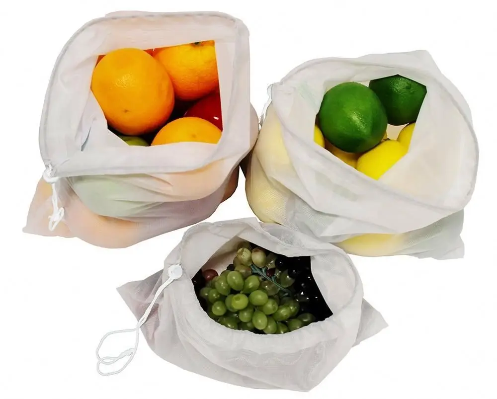Нейлоновый полиэстеровый сетчатый мешок, многоразовые продуктовые пакеты для сохранения свежести овощей