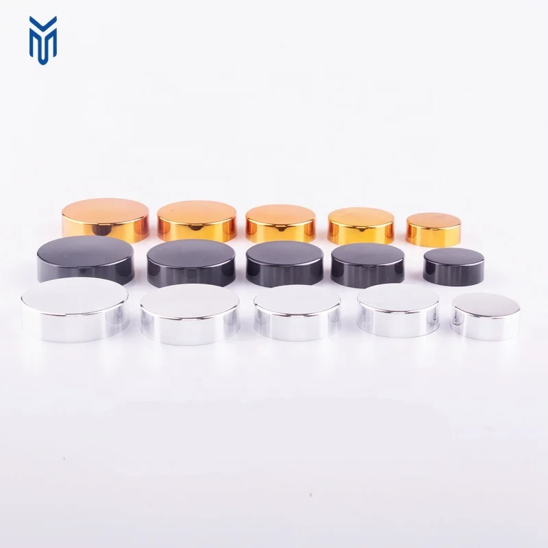 Wholesale 38mm 40mm gold silver cosmetic jars screw cap electroplating plastic lid glass jar gold lid