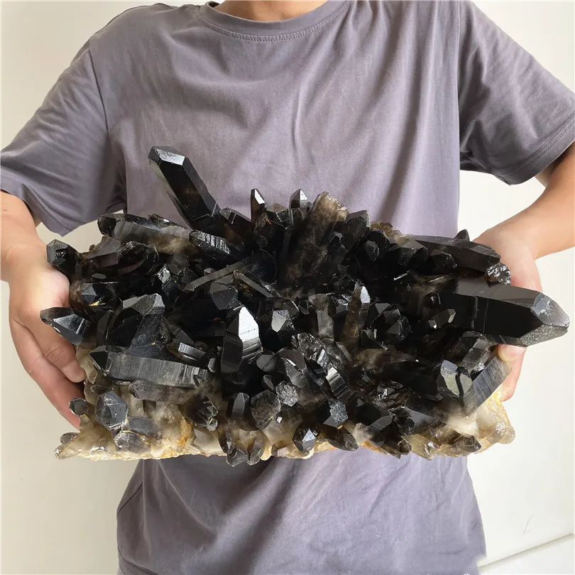 Large Sizes Healing Natural Black Quartz Cluster Rock Smoky Crystal Stone Clusters For Decoration